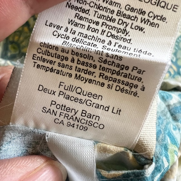 Pottery Barn Rosalie Duvet Cover Blue Full/ Queen Floral Paisley Rare - Picture 3 of 4